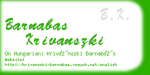 barnabas krivanszki business card